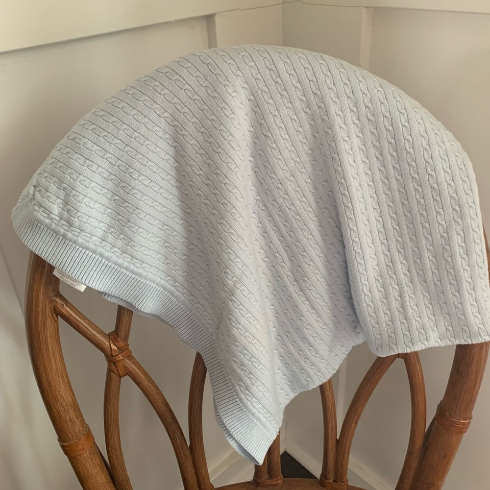 Mudpie Blue Baby Cable Knit Blanket